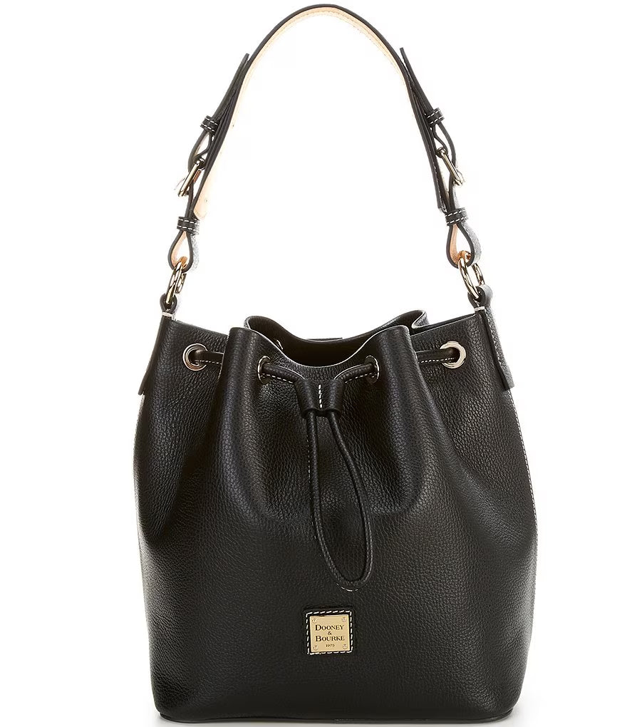 Leather Drawstring Shoulder Bucket Bag