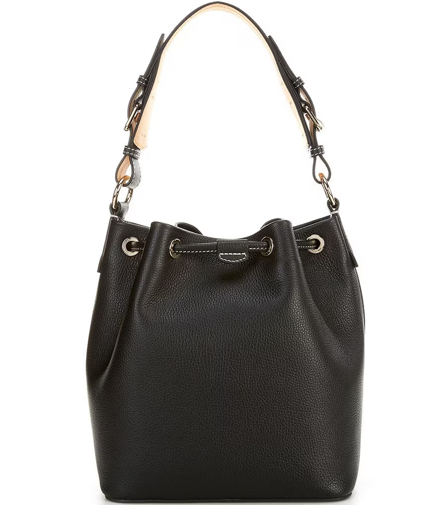 Leather Drawstring Shoulder Bucket Bag