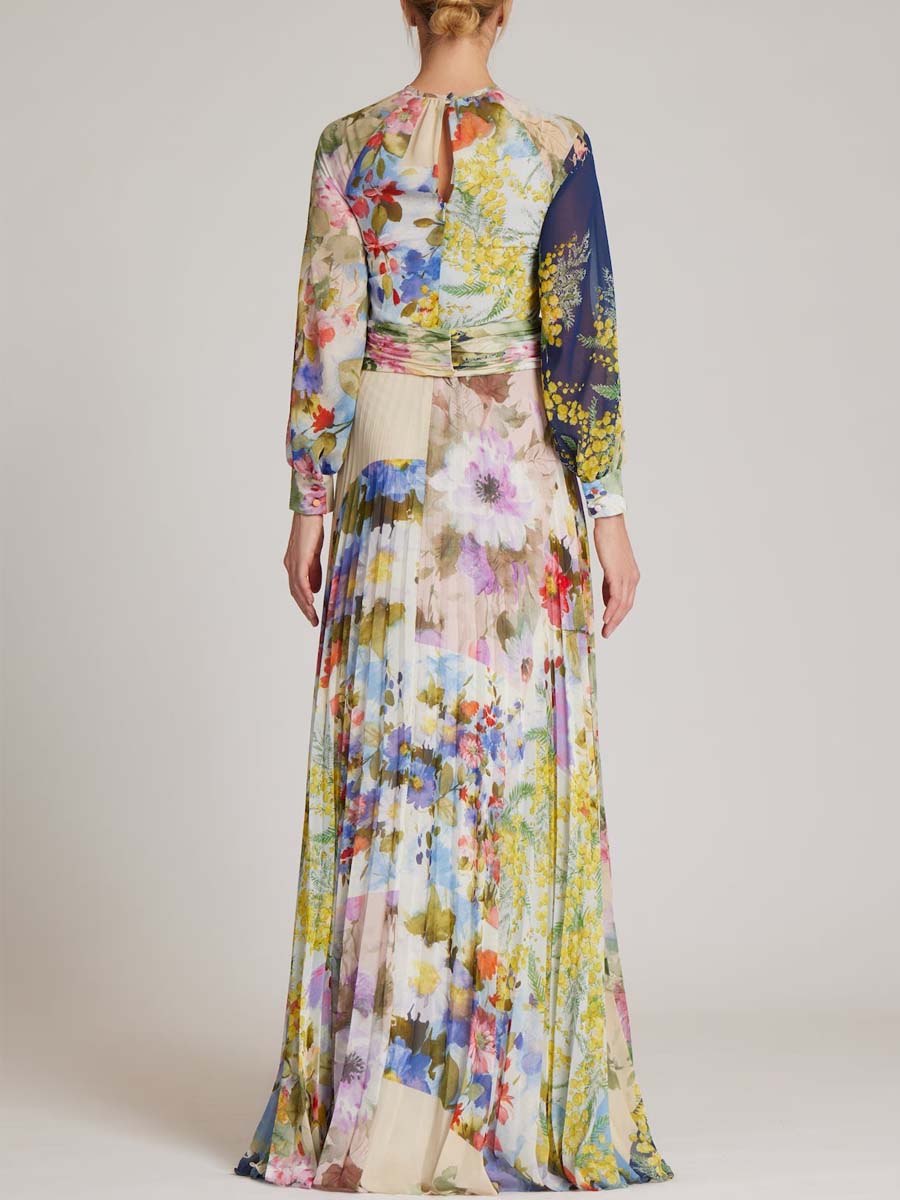 Chiffon Floral Elegant Pleated Dress