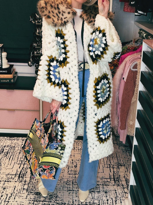 Elegant Crochet Long Sleeve Maxi Cardigan