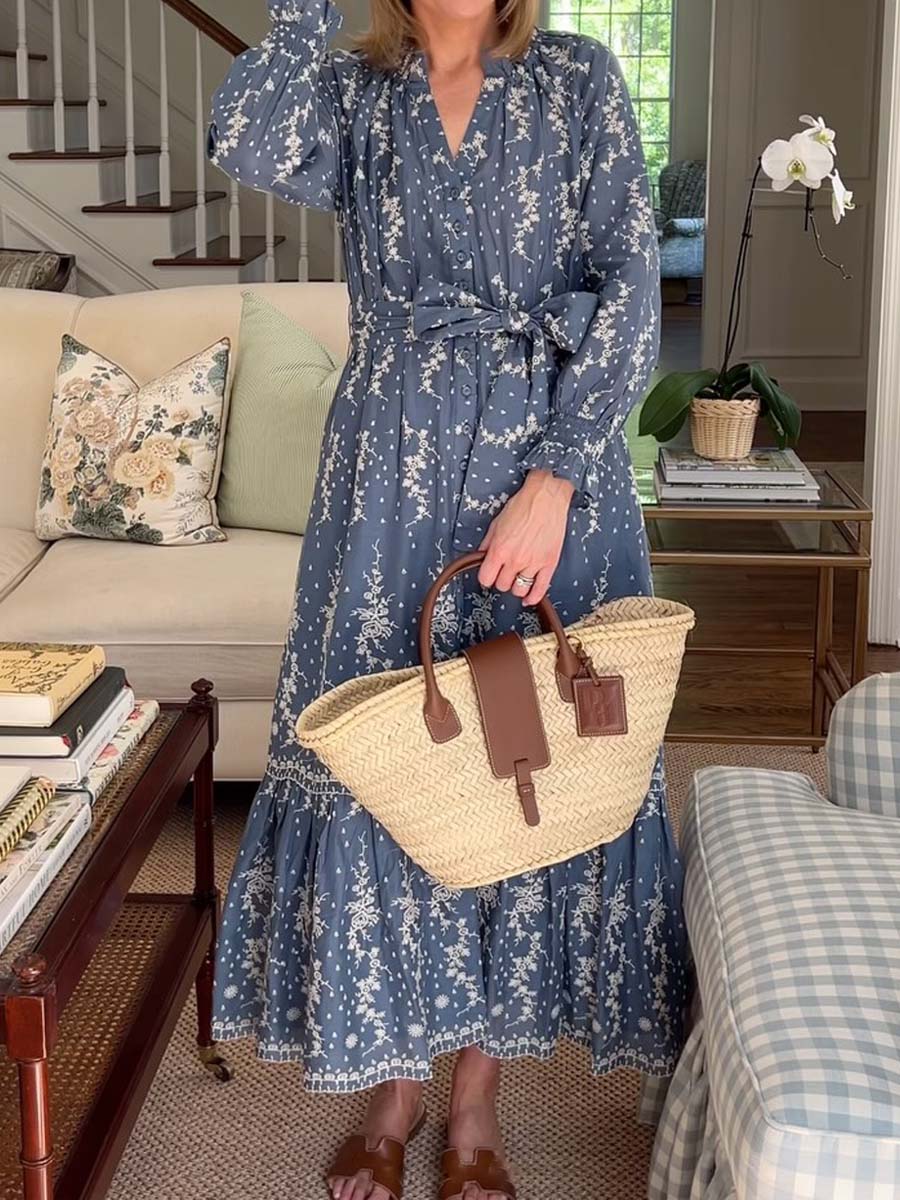 Embroidery Eyelet Ruffled Midi Dress