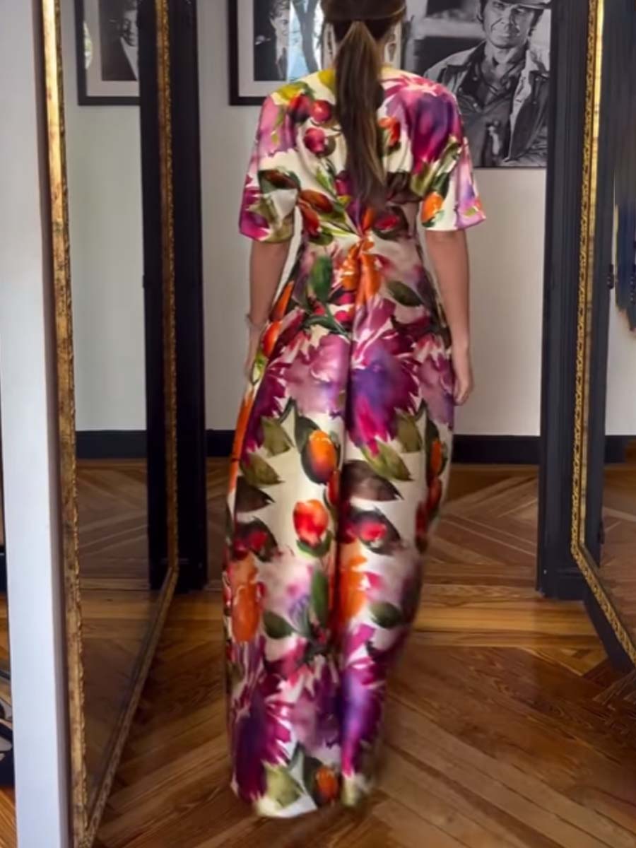 Printed Elegant Fashion Tight Waist Dress