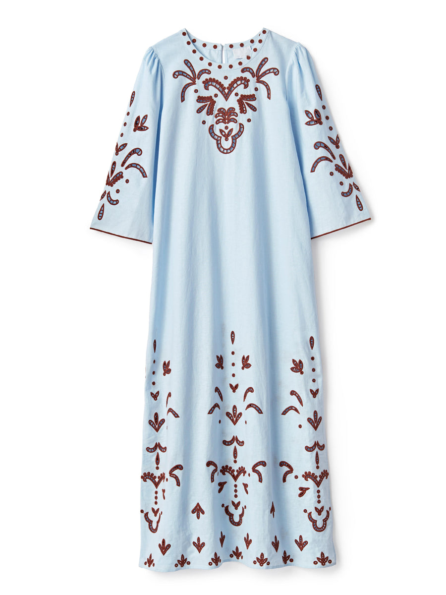 Embroidered Cutout Long Sleeve Dress