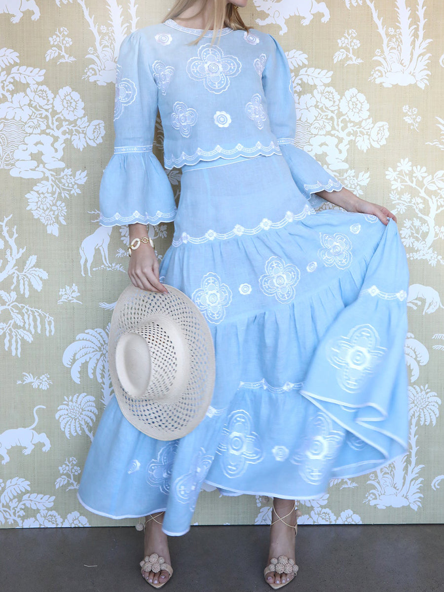 Elegant Embroidered Cotton Two Pieces Dress