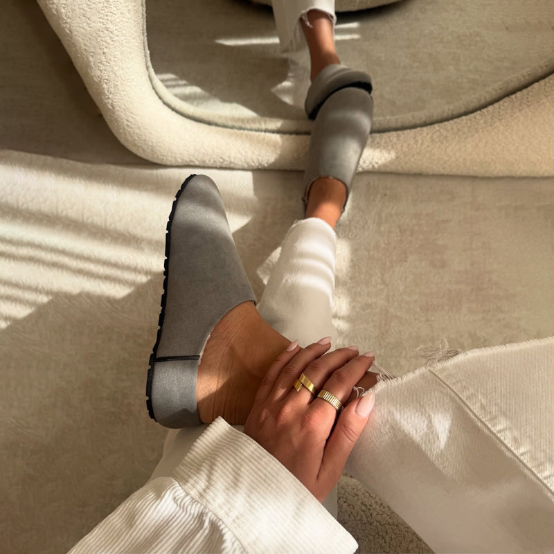 Round-head Velvet Flat-bottom Mules