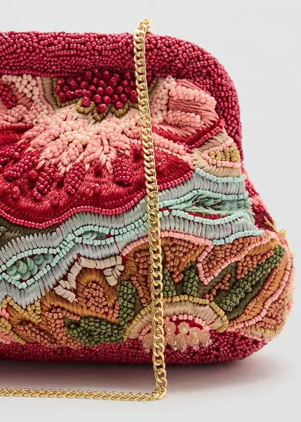Multicoloured Beaded Clutch Bag
