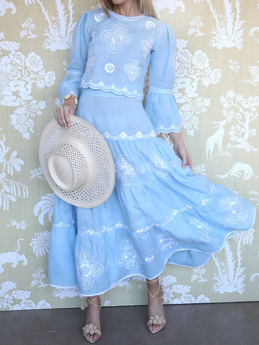 Elegant Embroidered Cotton Two Pieces Dress