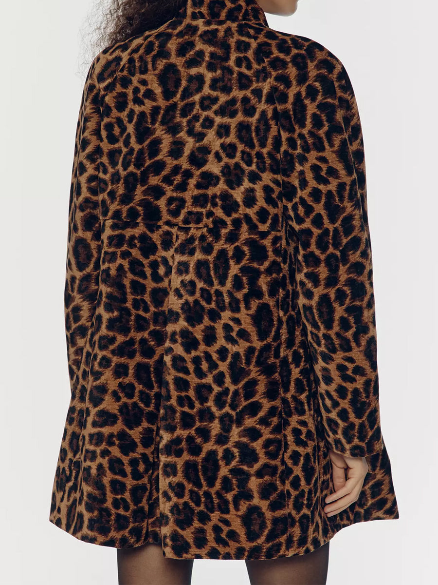 Leopard Print A-Line Jacket Dress