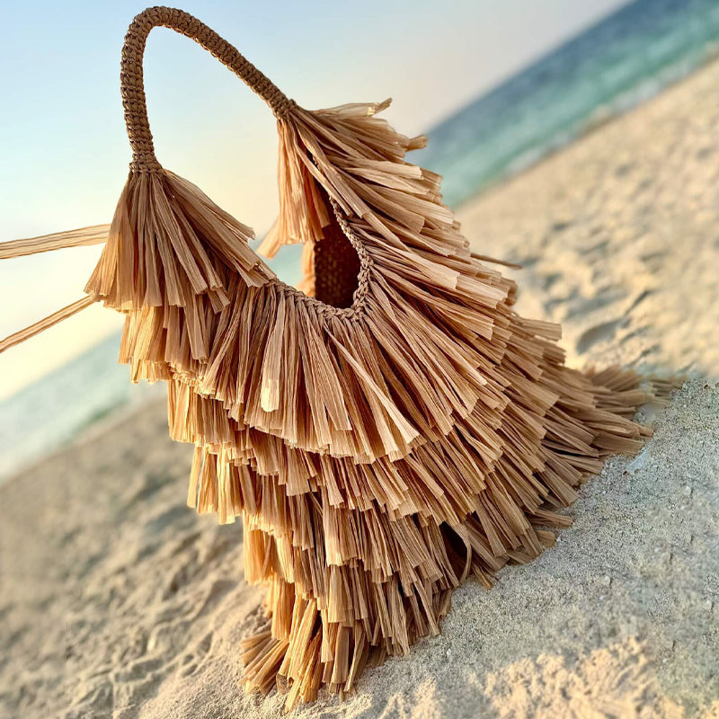 Straw Handbag Tassel Shoulder Bag Beach Woven Bag