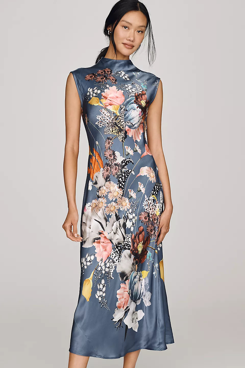 Maeve Charlette Mock-Neck Midi Slip Dress