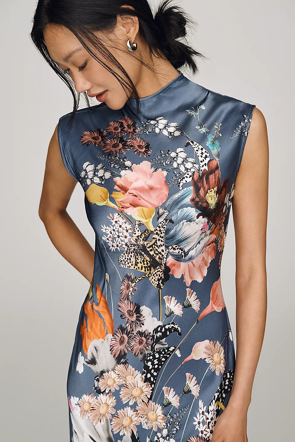 Maeve Charlette Mock-Neck Midi Slip Dress