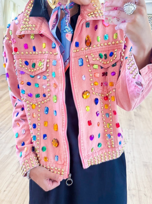 Diamond Loose Long Sleeve Denim Jacket