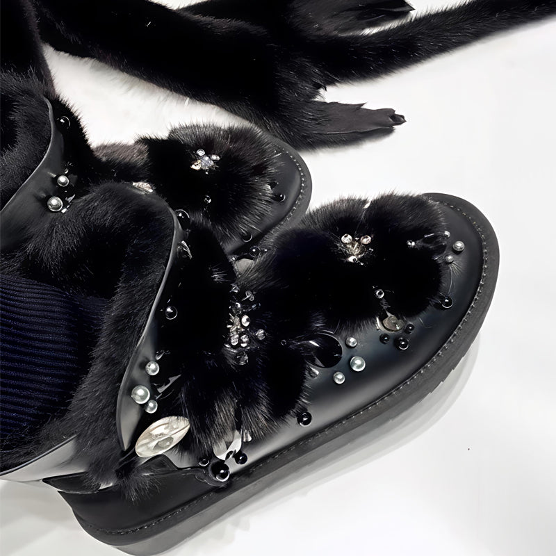 Rhinestone Sparkle Fur Snow Boots