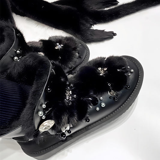 Rhinestone Sparkle Fur Snow Boots