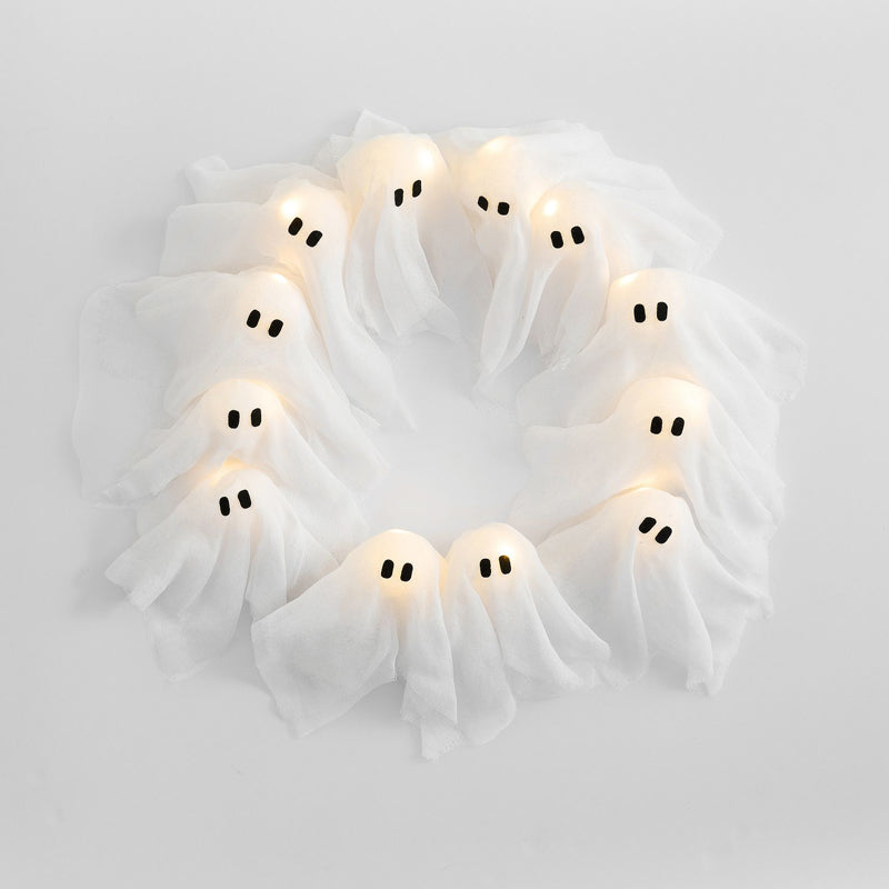 Halloween Light Ghost Wreath Front Door Arrangement Pendant