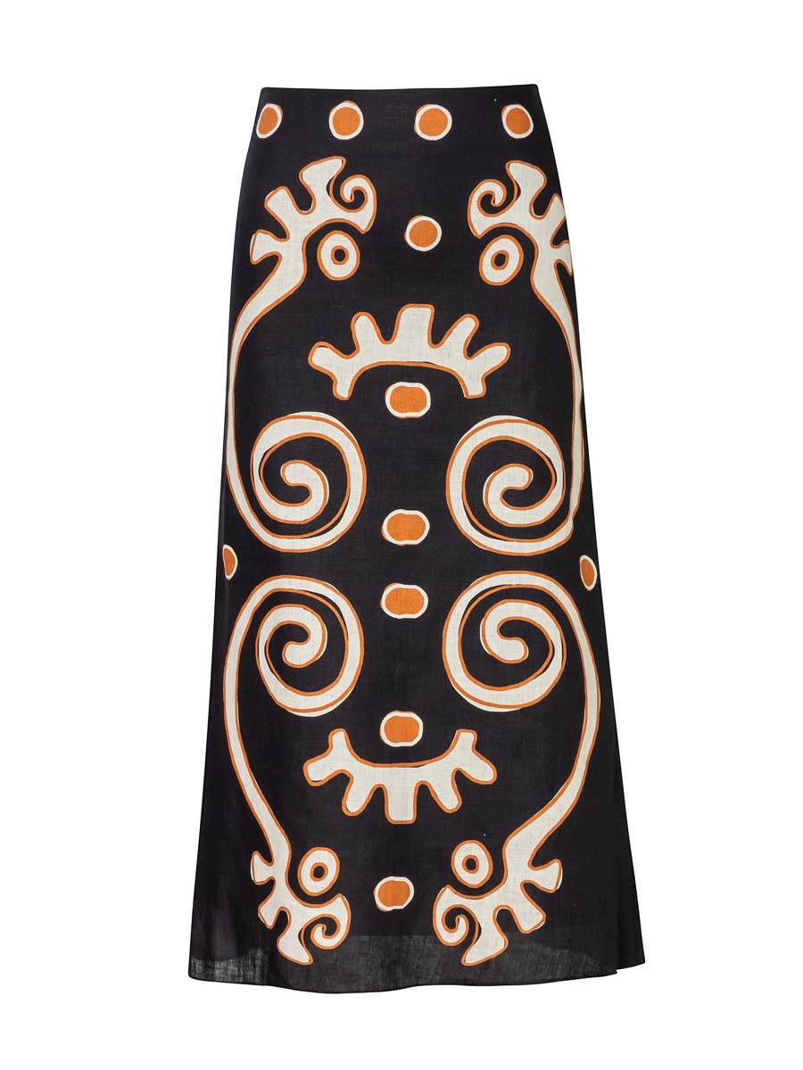 Placement Print High Waist Skirt