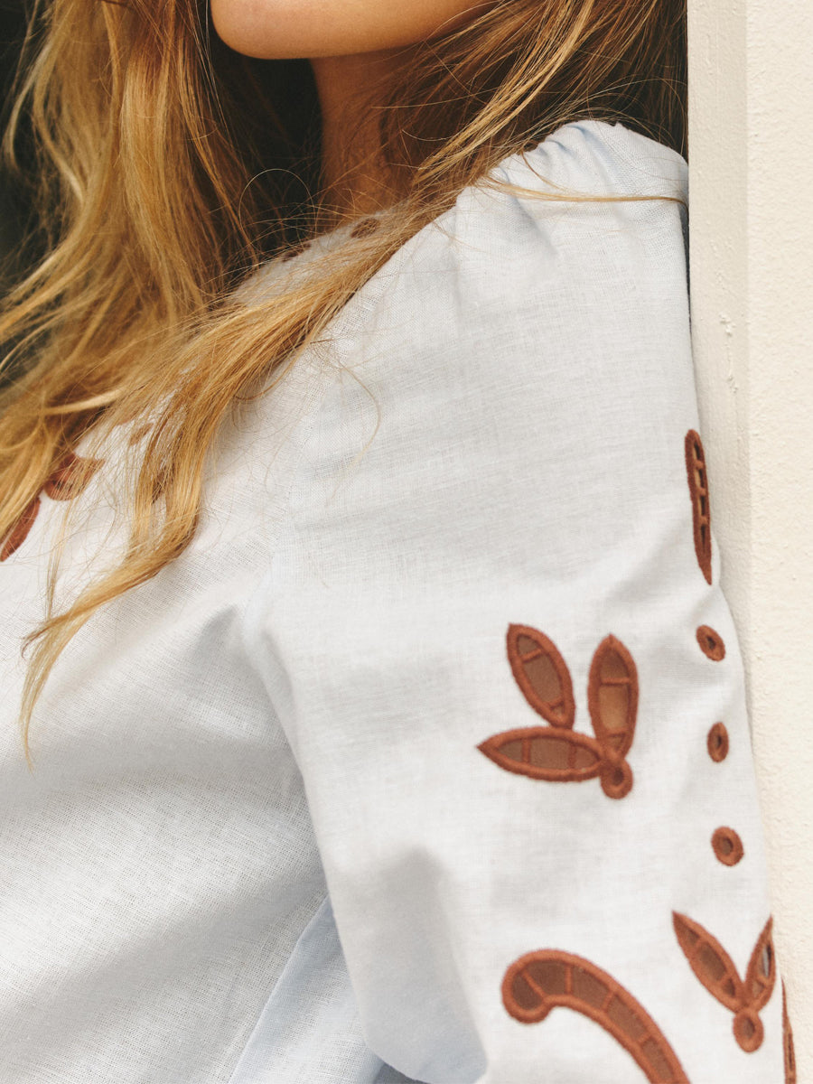 Embroidered Cutout Long Sleeve Dress