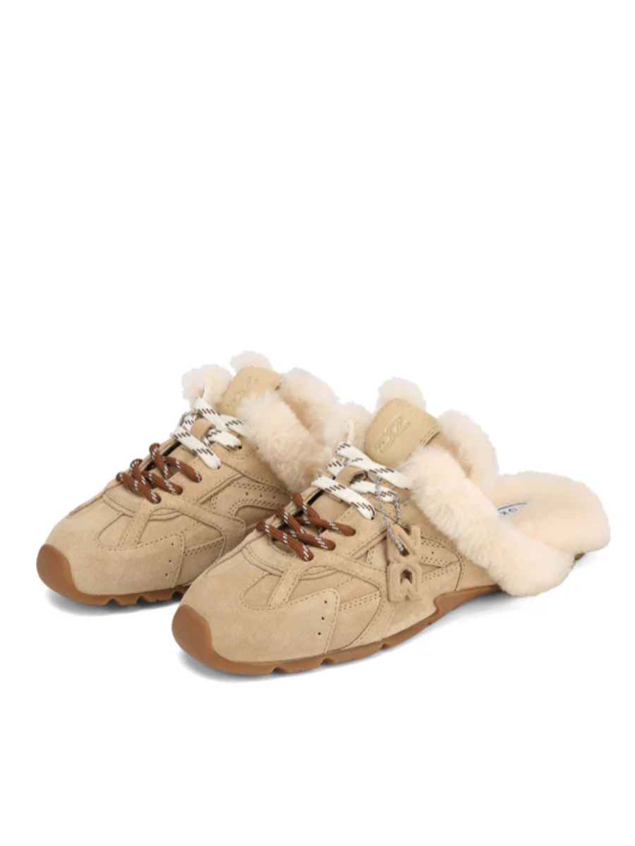 Suede Two-tone Lace Design Warm Shoes