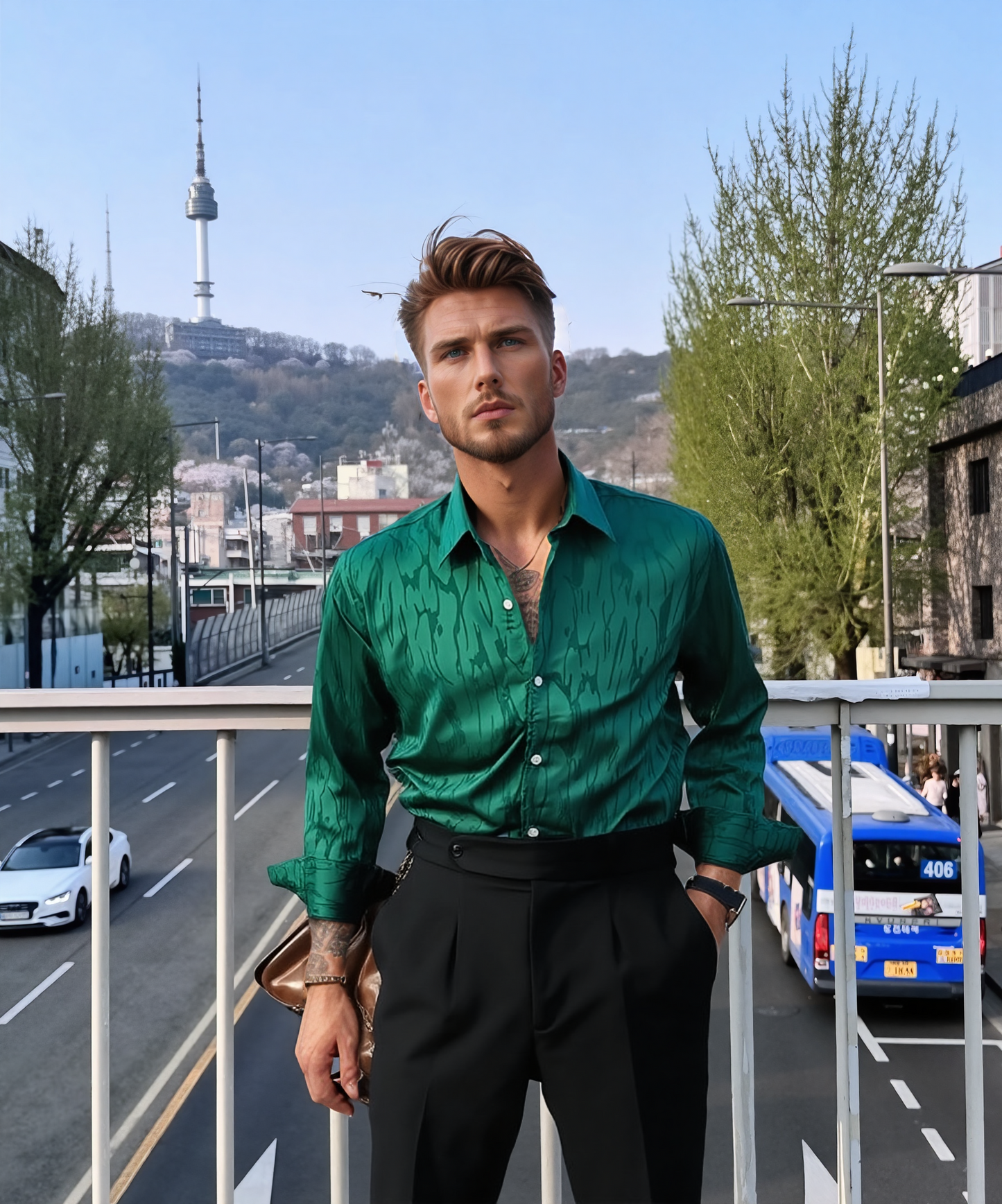 Men's Light Luxury Silk Slim Shirt