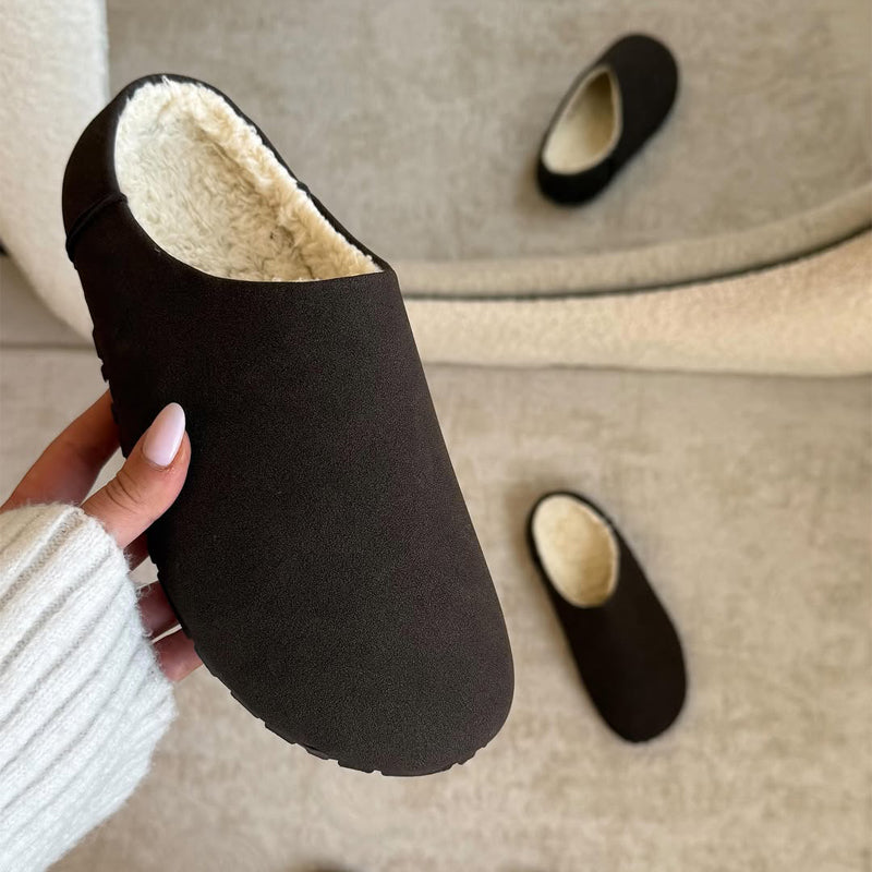 Round-head Velvet Flat-bottom Mules