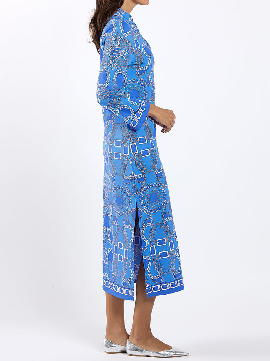 Elegant V-neck Printed Midi Dress