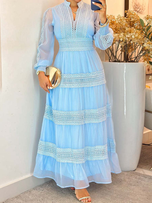 Elegant Lace Long Sleeve Maxi Dress