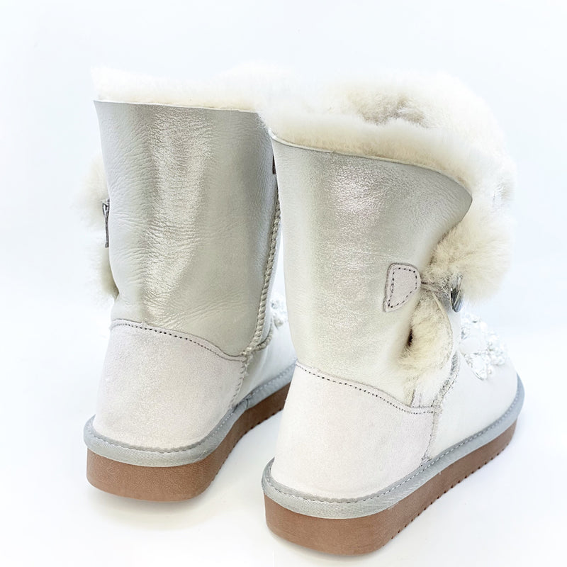 Rhinestone Sparkle Pearl Fur Snow Boots