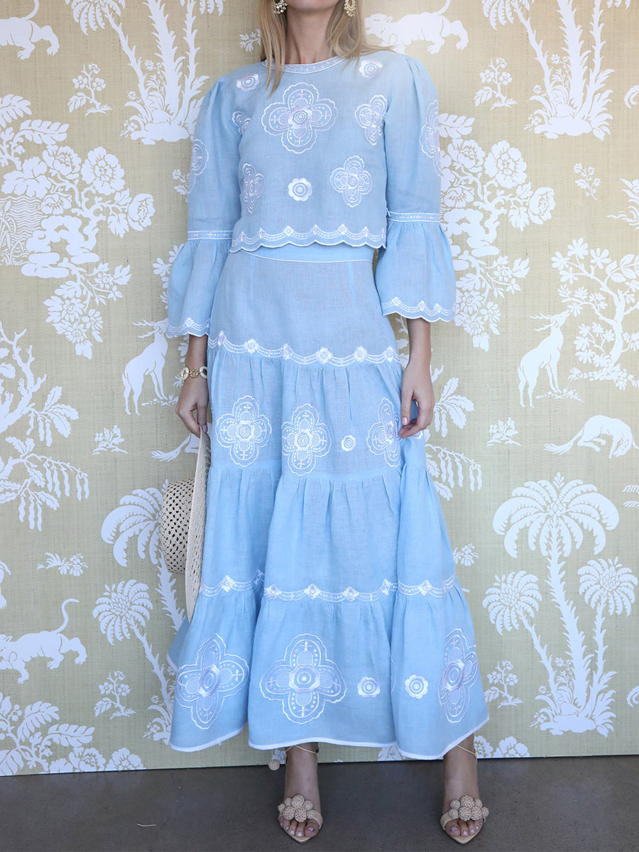 Elegant Embroidered Cotton Two Pieces Dress