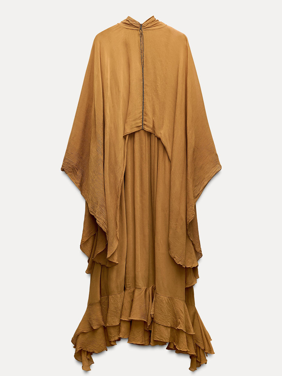 Elegant Cape With Laminated Decorative Dress