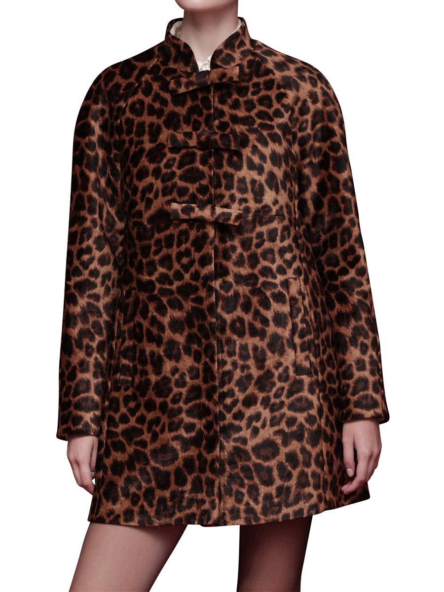 Leopard Print A-Line Jacket Dress