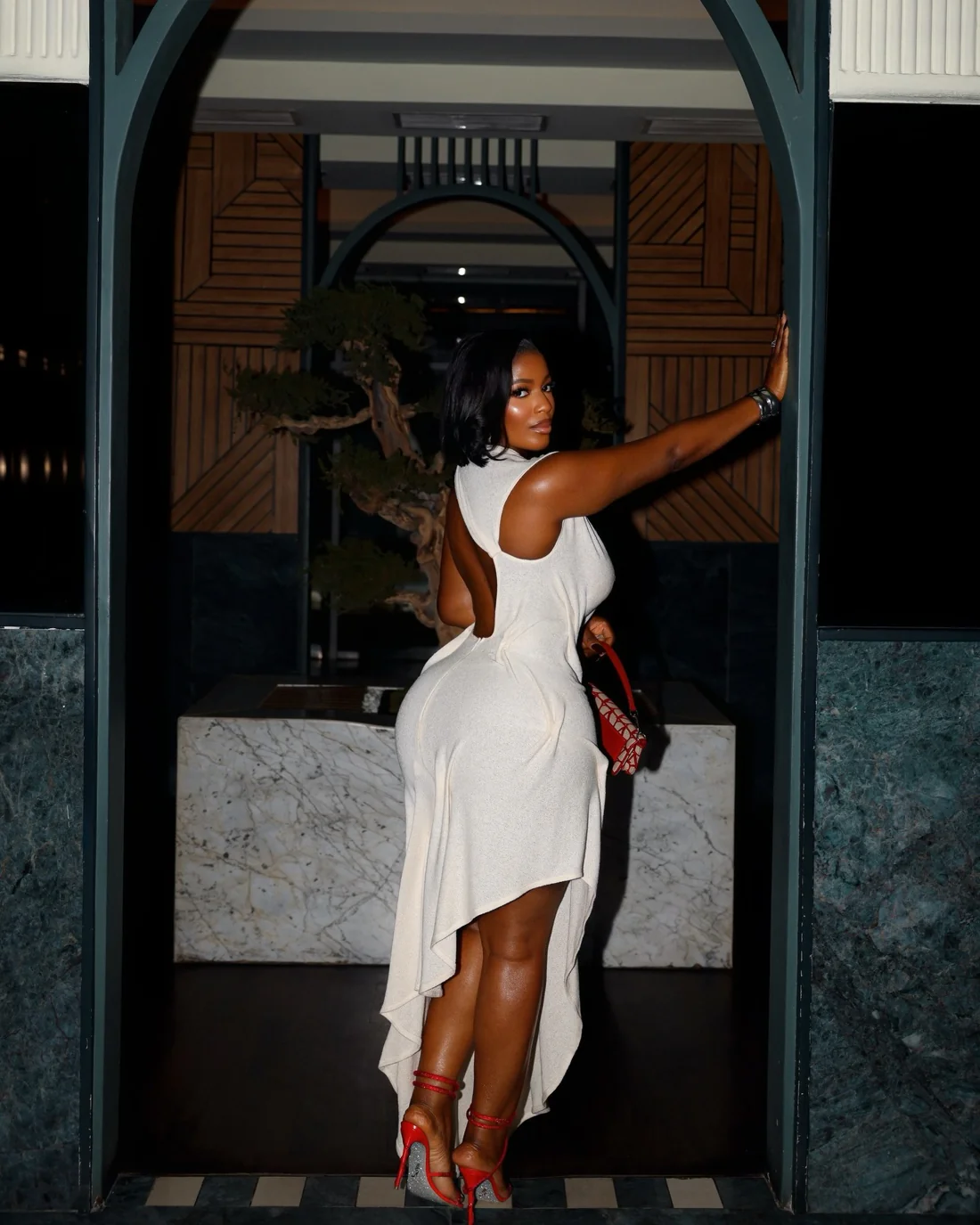 White Textured Asymmetrical Maxi Dress