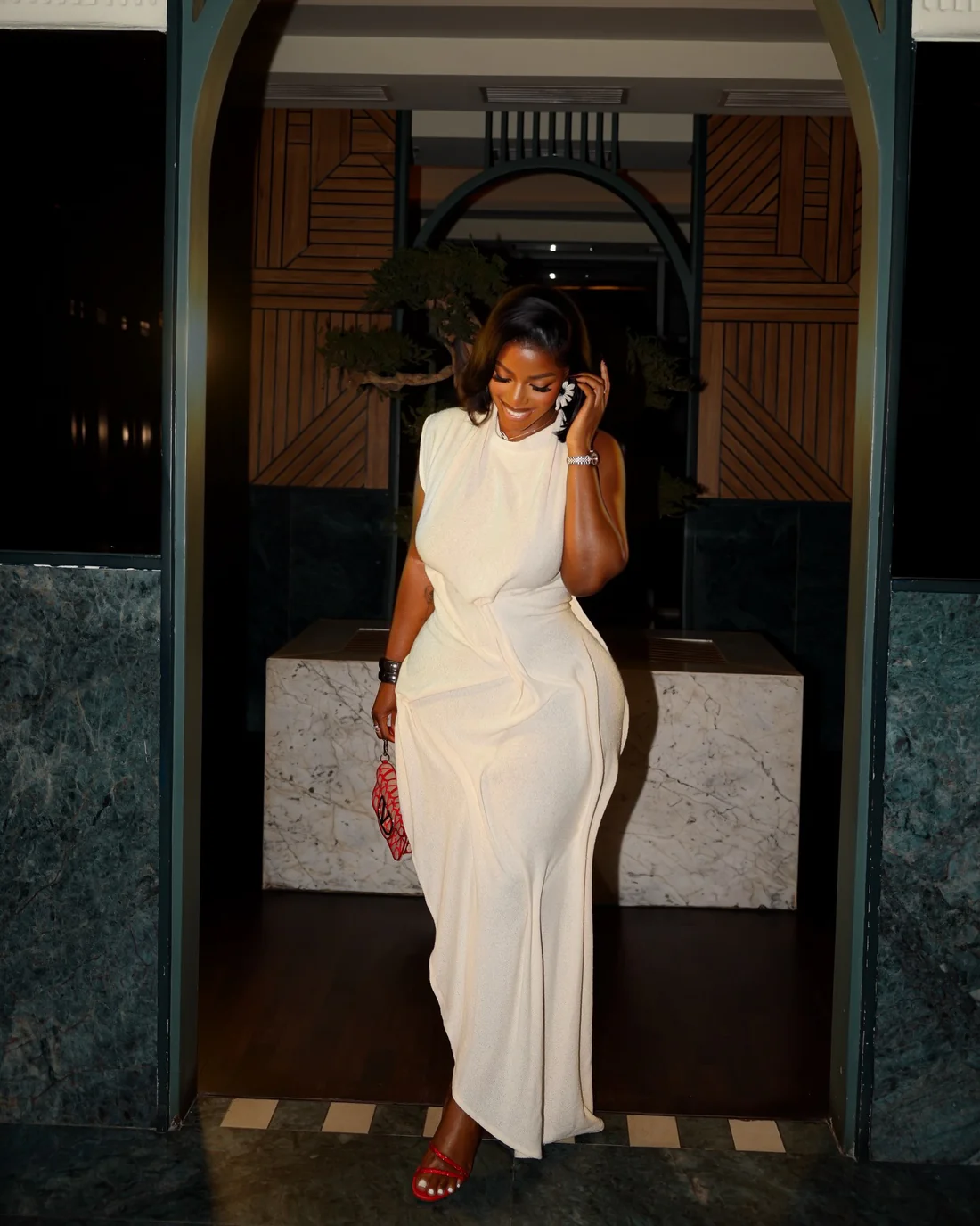 White Textured Asymmetrical Maxi Dress