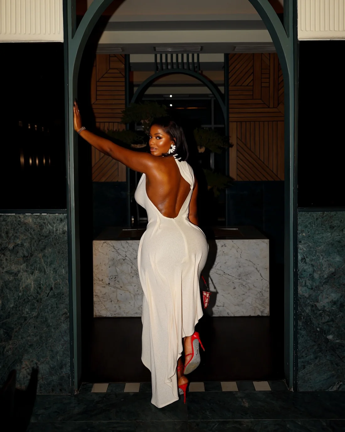White Textured Asymmetrical Maxi Dress