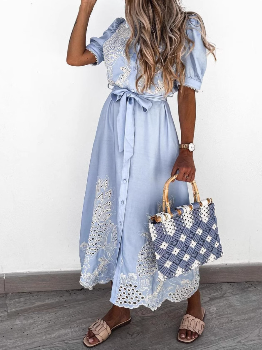Eyelet Lace Elegant Shirt Dress