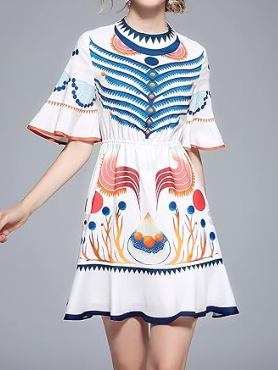 Adorable Printed Vacation Dress