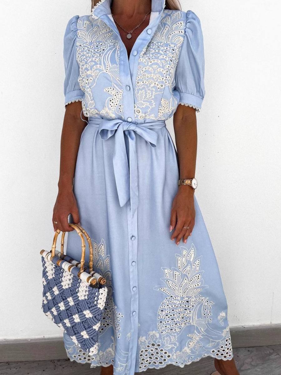 Eyelet Lace Elegant Shirt Dress
