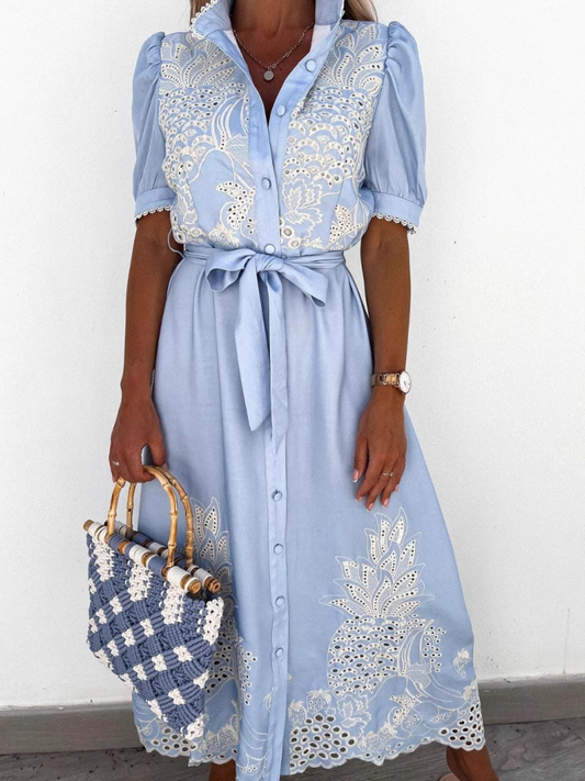 Eyelet Lace Elegant Shirt Dress