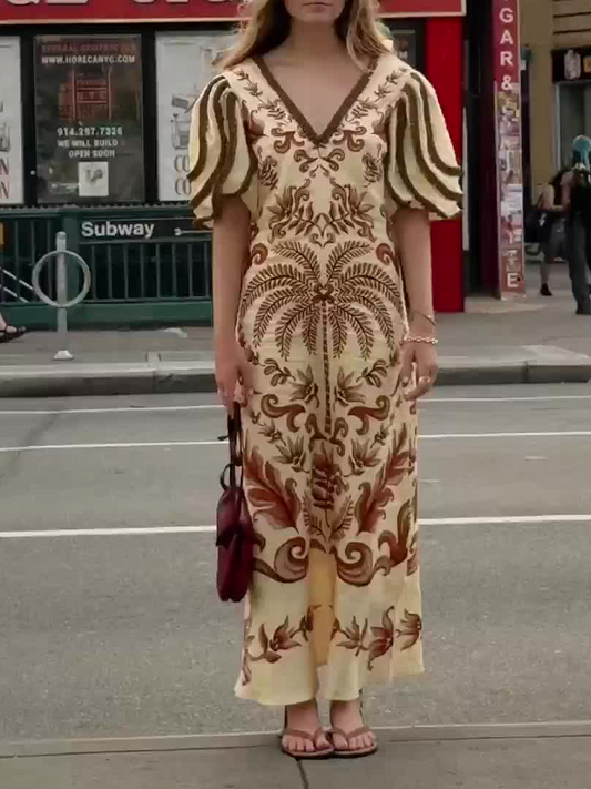 V-Neck Printed Dress