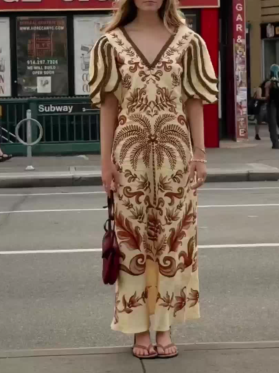 V-Neck Printed Dress