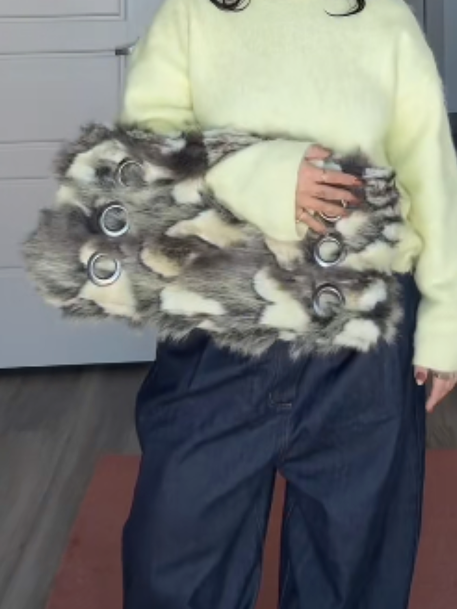 Faux Fur Metal Ring Tote