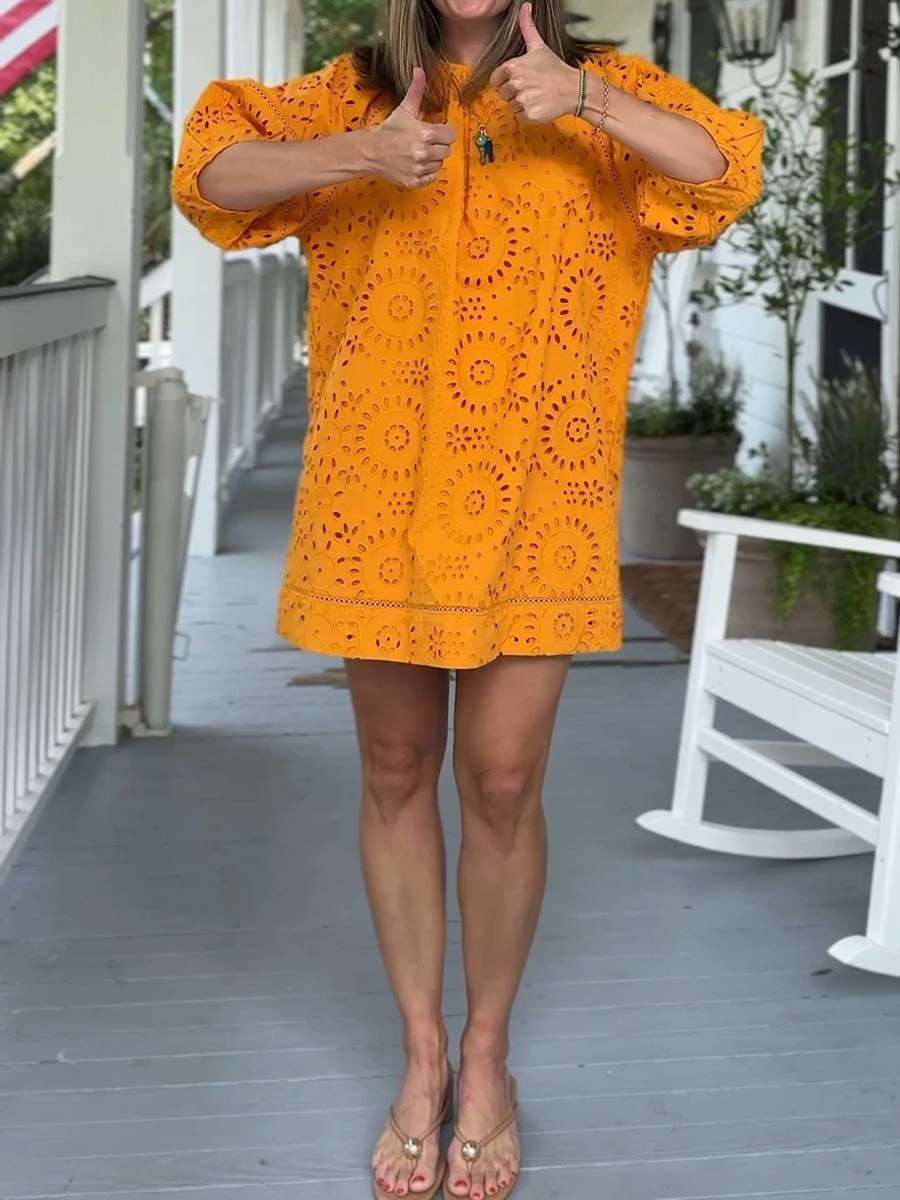 Lace Embroidered Mini Dress