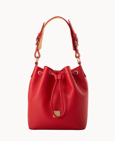 Leather Drawstring Shoulder Bucket Bag
