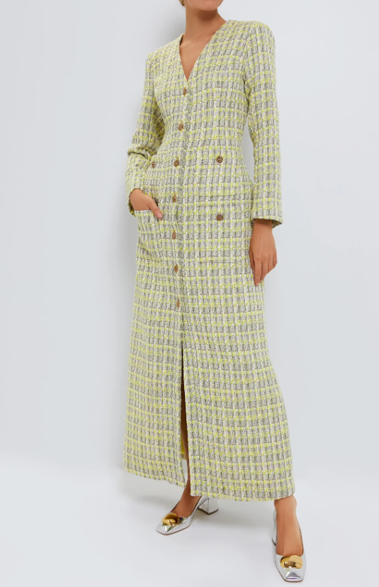 The Demure Tweed Maxi Dress