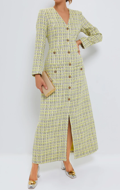The Demure Tweed Maxi Dress