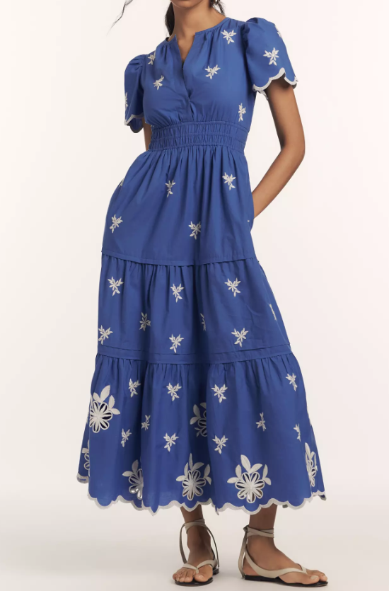 Classy Embroidery Eyelet Dress