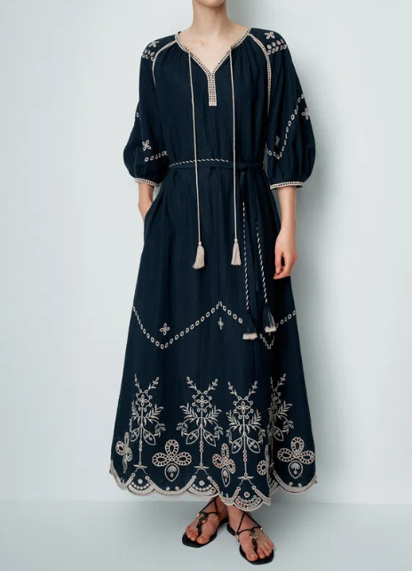 Chic Embroidery Midi Dress