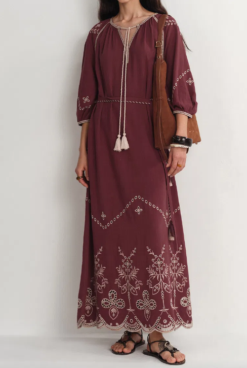 Chic Embroidery Midi Dress
