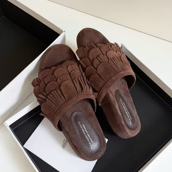 Chic Fringed Flat Slippers