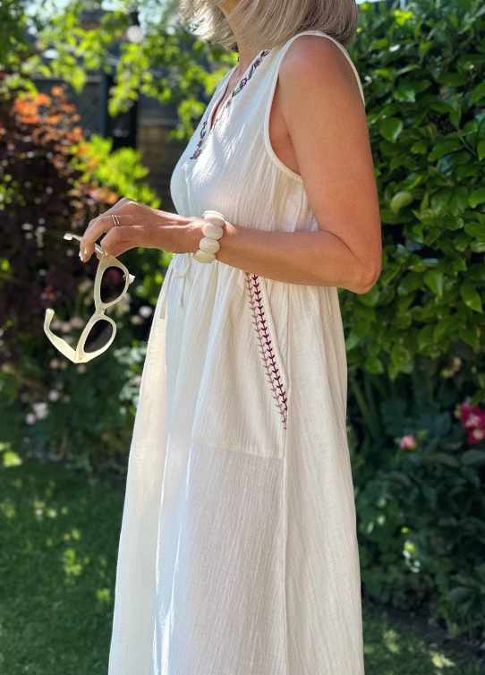Embroidered Comfort Linen Dress