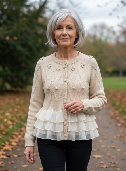 Classy Ruffle Knit Cardigan